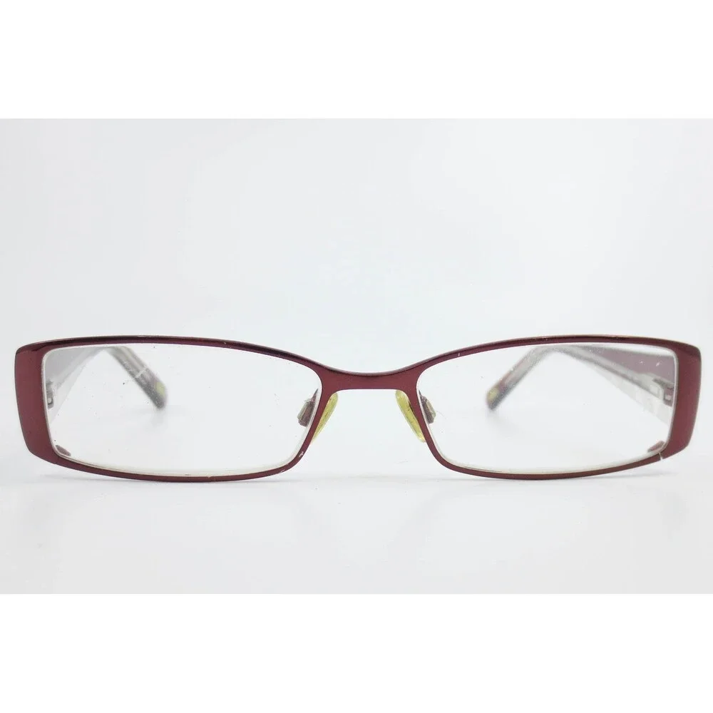 Sigrid Olsen Rubina Red Rectangular Eyeglass Frames 52-16-135 Leaf Pattern 39906